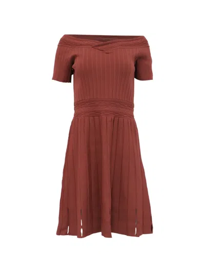 Pre-owned Sandro Lottie Off-shoulder Mini Dress In Red