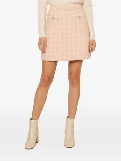 Pre-owned Sandro Louisa Houndstooth Jacquard Mini Skirt In Neutrals