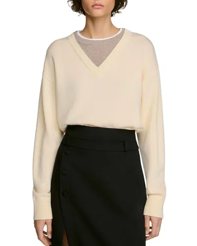 Sandro Lowen Wool & Cashmere Layered Sweater In Neutral