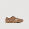 Sandro Low-top Leather And Suede Sneakers In Brown