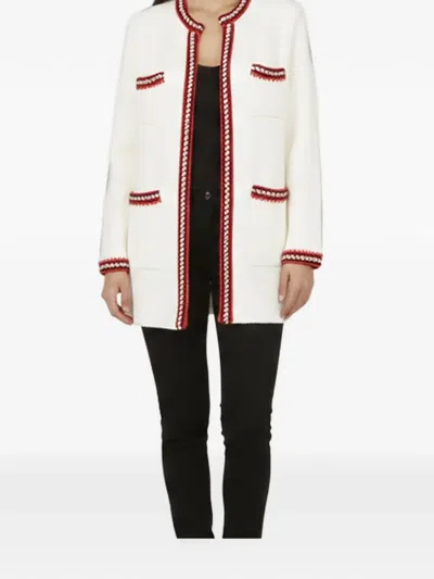 Pre-owned Sandro Luce Textured-knit Cardigan In Neutrals