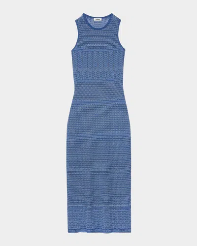 Sandro Ludivine Metallic Knit Dress In Blue
