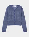 Sandro Glitter Crewneck Cardigan Sweater In Royal Blue