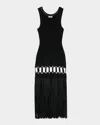 Sandro Lyne Fringe-trim Midi Dress In Black