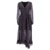 Sandro Maje Revana Printed Midi Asymmetric Long Sleeve Dress In Multicolor Polyamide In Multi