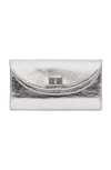 Sandro Mambo Leather Clutch In Silver