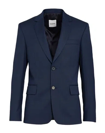 Sandro Man Blazer Midnight Blue Size 44 Wool