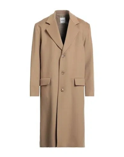 Sandro Man Coat Camel Size L Virgin Wool, Cashmere In Nude
