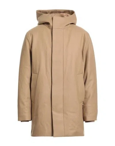 Sandro Man Coat Camel Size Xl Wool, Polyamide, Cashmere In Brown
