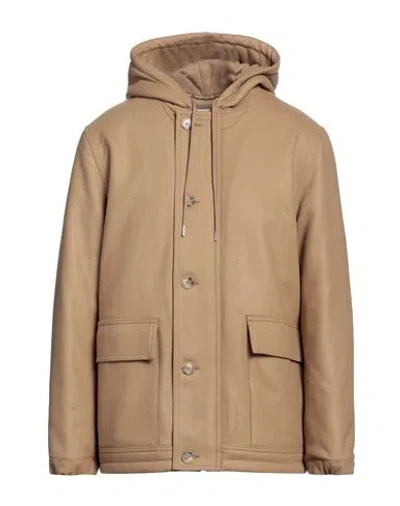 Sandro Man Coat Camel Size Xs Wool, Polyamide, Cashmere In Beige