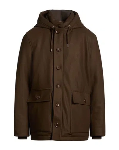 Sandro Man Coat Chocolate Brown Size Xs Wool, Polyamide, Cashmere