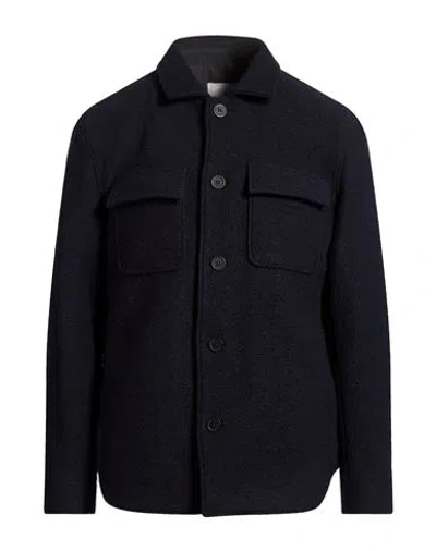 Sandro Man Coat Midnight Blue Size Xs Virgin Wool In Multi