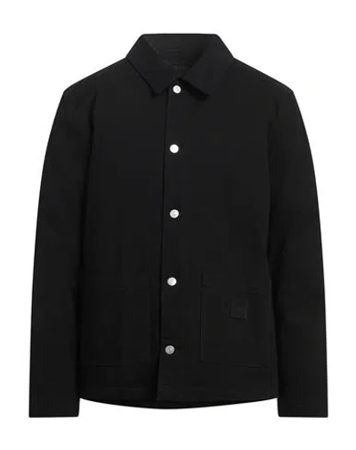 Sandro Man Denim Outerwear Black Size Xl Cotton