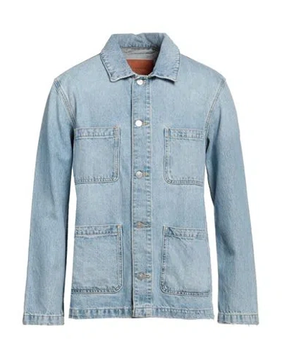 Sandro Man Denim Outerwear Blue Size Xl Cotton