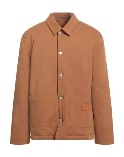 Sandro Man Denim Outerwear Camel Size Xl Cotton In Beige
