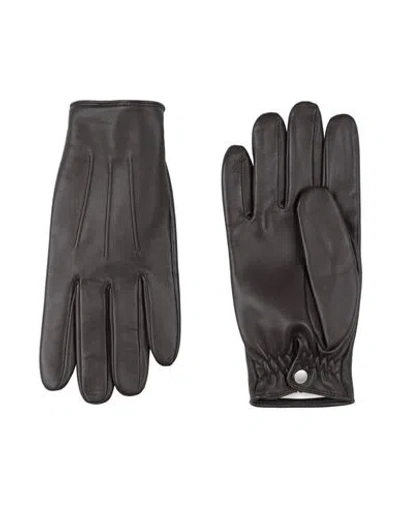 Sandro Man Gloves Dark Brown Size Ii Lambskin