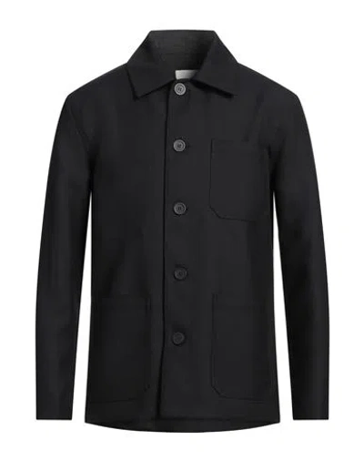 Sandro Man Jacket Midnight Blue Size L Polyester, Virgin Wool