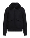 Sandro Mens Black Shearling-collar Wool-blend Aviator Jacket In Black