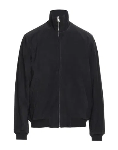 Sandro Man Jacket Midnight Blue Size Xs Cow Leather, Viscose, Polyamide