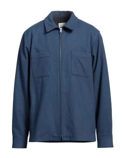 Sandro Man Jacket Navy Size Xl Wool, Polyester, Polyamide, Silk In Navy Blue
