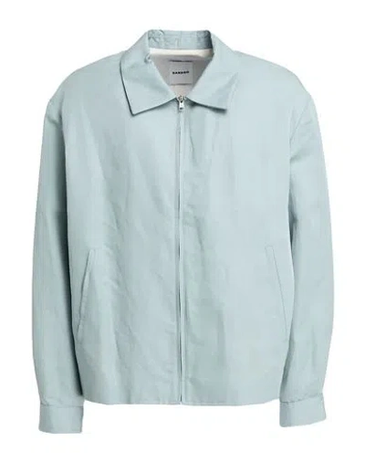 Sandro Man Jacket Sky Blue Size Xxl Lyocell, Linen