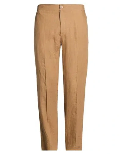 Sandro Man Pants Camel Size 28 Linen In Beige