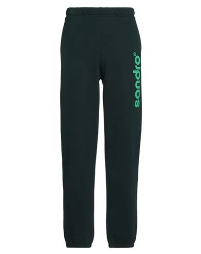 Sandro Man Pants Dark Green Size M Cotton, Elastane