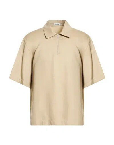 Sandro Man Polo Shirt Beige Size L Lyocell, Viscose In Brown