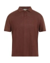 Sandro Beach Linen Polo In Brown