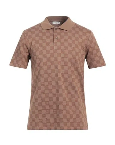Sandro Man Polo Shirt Brown Size M Cotton, Polyester, Elastane
