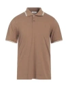 Sandro Man Polo Shirt Camel Size M Cotton, Polyester In Beige