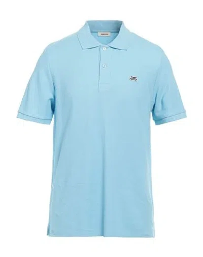 Sandro Man Polo Shirt Light Blue Size Xs Cotton, Elastane, Polyester