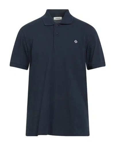 Sandro Man Polo Shirt Midnight Blue Size M Cotton, Polyester