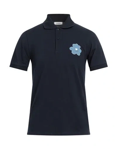Sandro Man Polo Shirt Navy Blue Size S Cotton, Wool, Acrylic