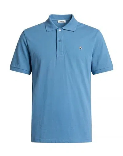 Sandro Man Polo Shirt Slate Blue Size S Cotton, Polyester