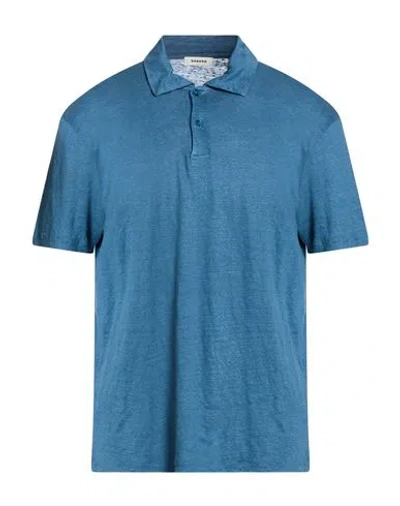 Sandro Man Polo Shirt Slate Blue Size Xxl Linen In Multi