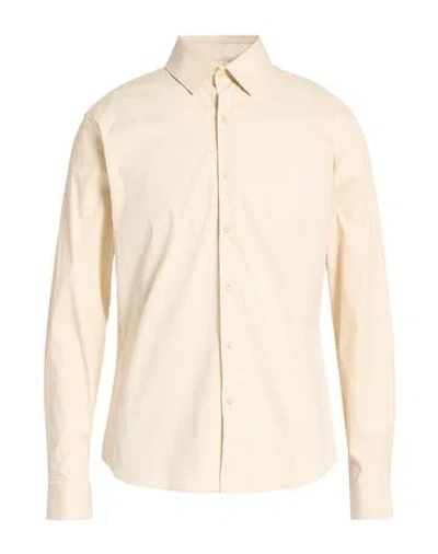 Sandro Man Shirt Beige Size Xl Cotton, Polyamide, Elastane In Yellow