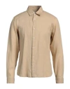 Sandro Man Shirt Beige Size Xl Linen