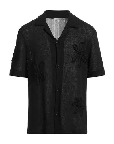 Sandro Man Shirt Black Size Xl Polyester, Cotton