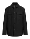 Sandro Man Shirt Black Size Xl Polyester, Virgin Wool In Black