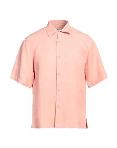 Sandro Man Shirt Blush Size L Viscose, Linen In Pink