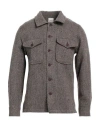 Sandro Man Shirt Brown Size Xl Virgin Wool In Brown