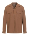Sandro Man Shirt Camel Size Xl Polyester, Viscose, Elastane