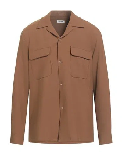Sandro Man Shirt Camel Size Xl Polyester, Viscose, Elastane