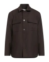 Sandro Man Shirt Chocolate Brown Size Xl Polyester, Virgin Wool