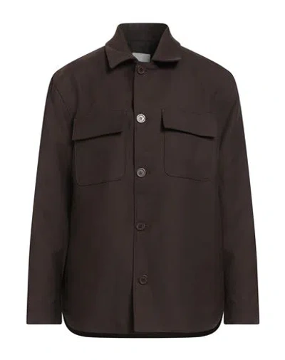 Sandro Man Shirt Chocolate Brown Size Xl Polyester, Virgin Wool