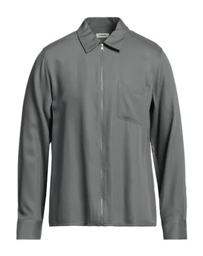 Sandro Pointed-collar Zipped Overshirt In Grey