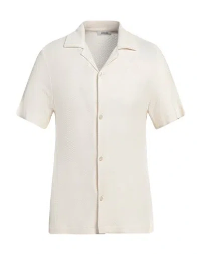 Sandro Man Shirt Ivory Size Xl Lyocell In White