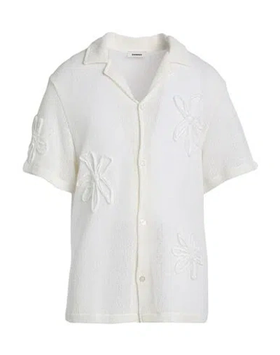 Sandro Man Shirt Ivory Size Xl Polyester, Cotton In White