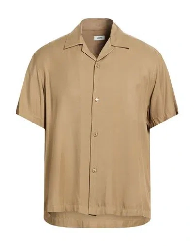 Sandro Man Shirt Khaki Size L Viscose In Nude